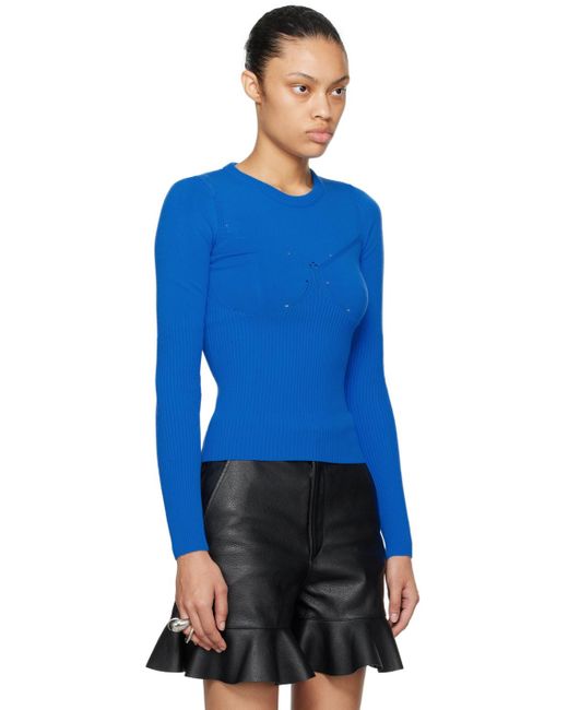 MARINE SERRE Ssense Exclusive Blue Sweater