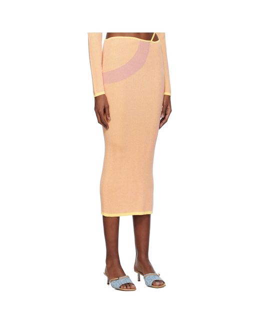 Gcds Natural Pink Comma Midi Skirt