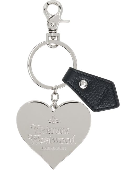 Vivienne Westwood Black Mirror Heart Orb Keychain for men