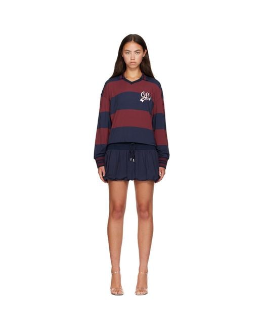 Off-White c/o Virgil Abloh Blue Striped Interlock Polo Minidress