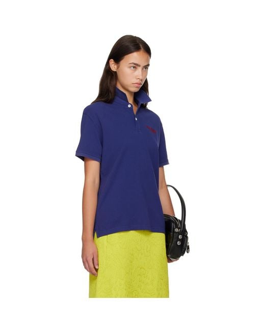 Acne Blue Embroidered-Logo Polo