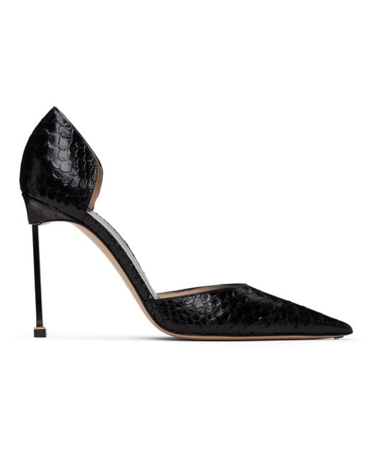 Tom Ford Black Semi Shiny Printed Python Spire D'Orsay Heels