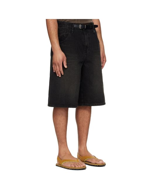 Wooyoungmi Black Belted Denim Shorts for men
