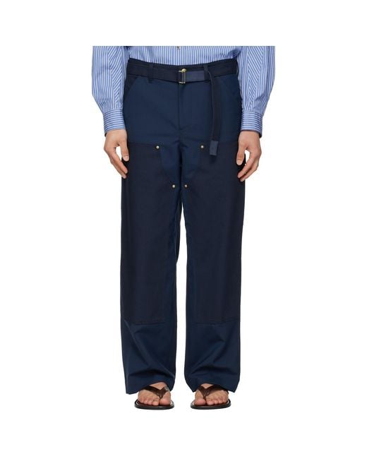 Sacai Blue Carhartt Wip Edition Duck Trousers for men