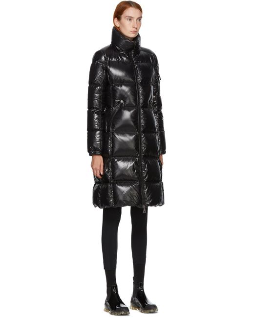 Moncler Down Shiny Moyadons Long Coat in Black | Lyst