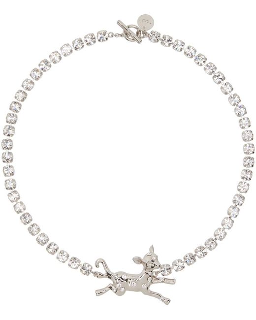 Marni Metallic Silver Deer Charm Necklace