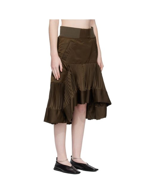 Sacai Black Nylon Twill Midi Skirt