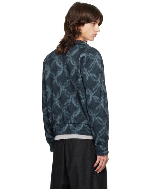 Dries Van Noten Blue Pixel Chain Printed Track Jacket for men