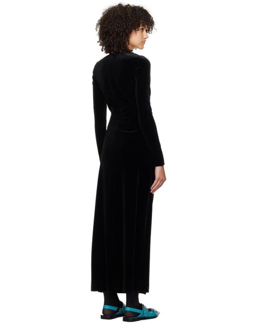 Robe longue noire à ornement torsadé Ganni en coloris Black