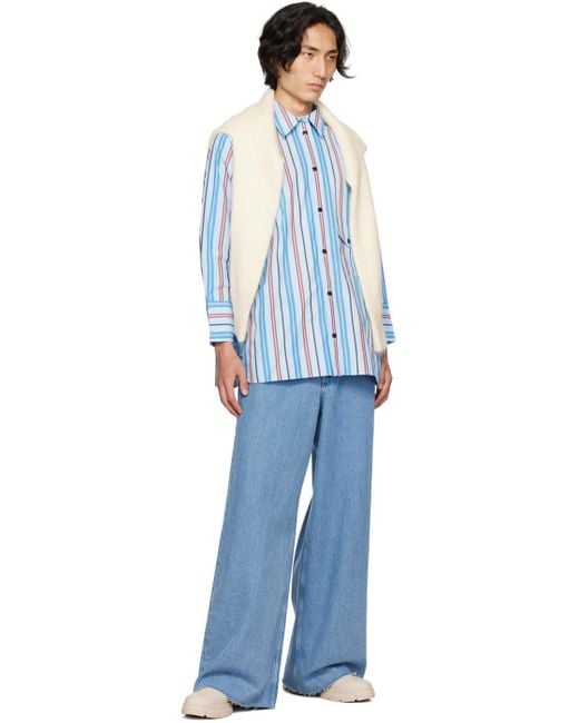 Ganni Blue Striped Shirt for men
