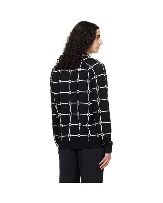 Fred Perry Black F Perry Kris Van Assche Edition Long Sleeve Knitted Polo for men