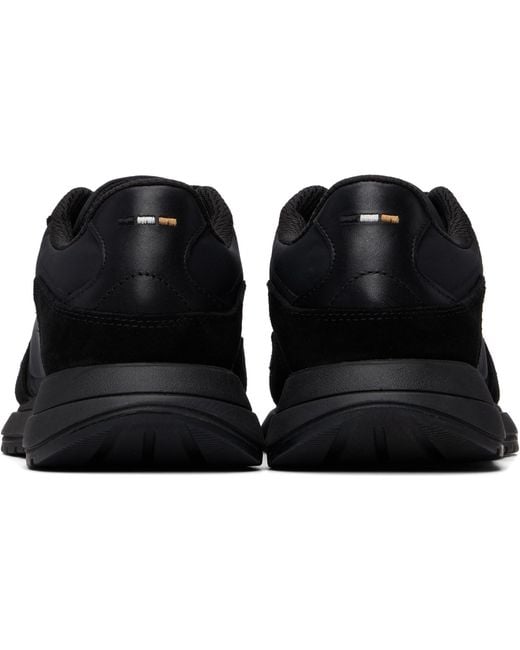 Boss Black Lightweight Fabric Suede Trim Sneakers for men