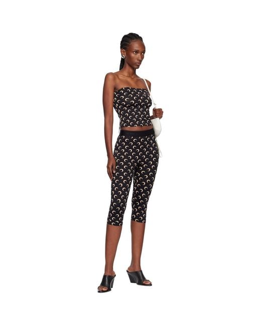 MARINE SERRE Black Recycled Moon Jersey Capri Leggings