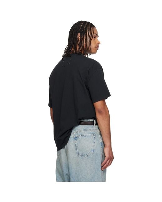 Maison Margiela Black 'Floral Mm' Embroidered Cotton T-Shirt for men