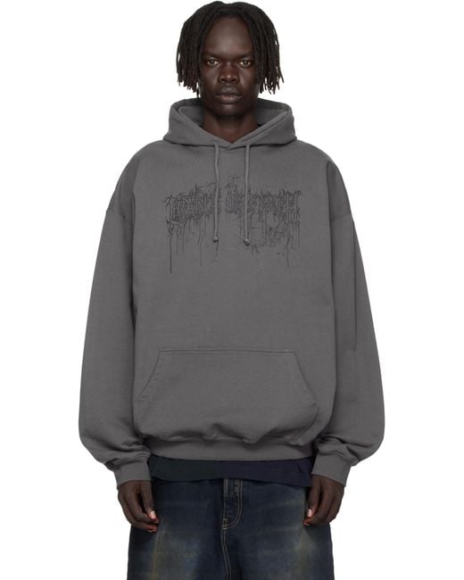 Pull À Capuche Surdimensionné Gris À Texte À Effet Dégoulinant Vetements pour homme en coloris Gray