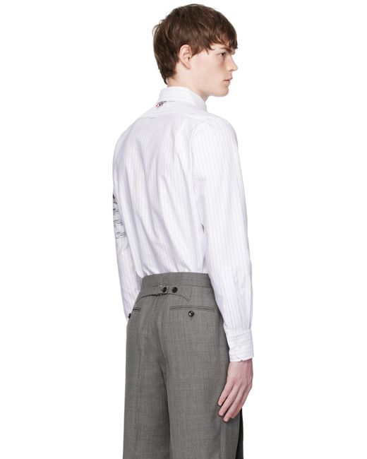 Thom Browne Black Geese 4-Bar Pinstripe Oxford Shirt for men
