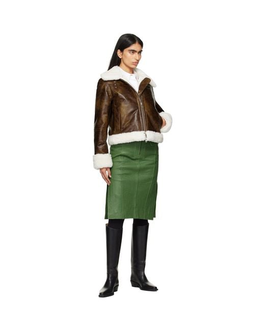 Stand Studio Green Off- Lorelle Faux-Shearling Jacket