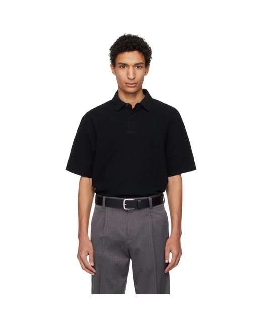 HUGO Black Waffle-Structured Polo for men