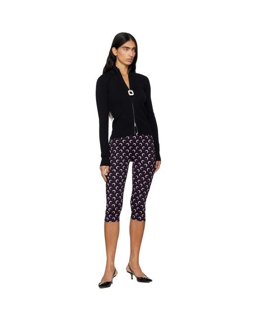 MARINE SERRE Black Recycled Moon Jersey Capri Leggings
