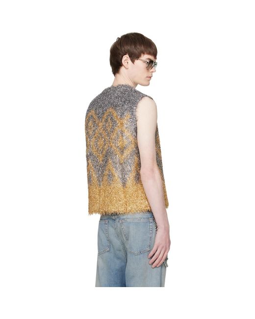 Acne Blue Metallic Knit Vest for men