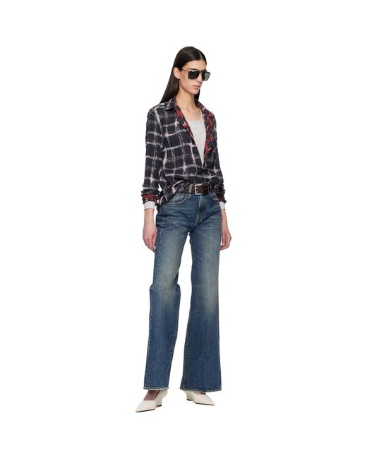 R13 Blue Flared High-Rise Jeans