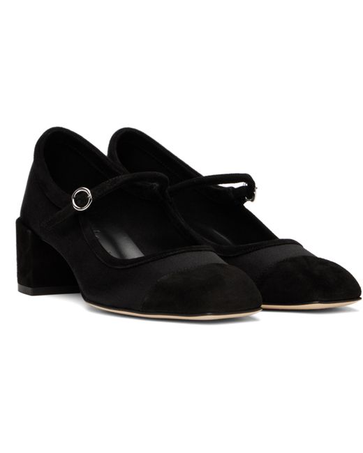 Aeyde Black Aline Satin & Kid Suede Mary-Jane Heels