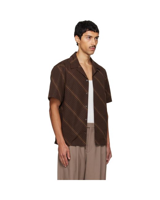 Ferragamo Brown Short Sleeve Bowling Shirt for men