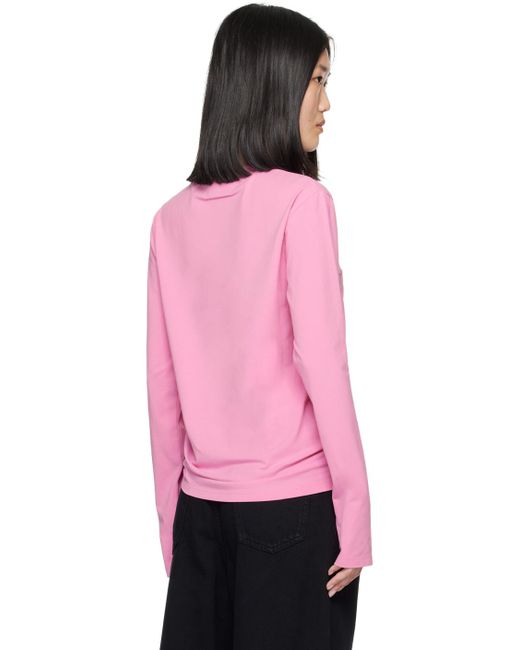 MM6 by Maison Margiela Graphic Long Sleeve T-Shirt in Pink | Lyst