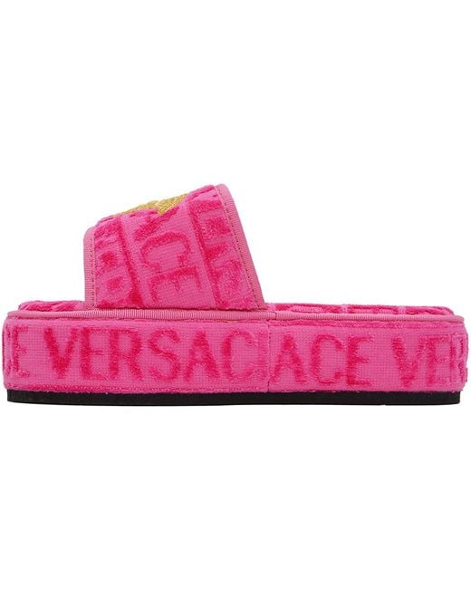 Versace Black Pink Versace Allover Slippers