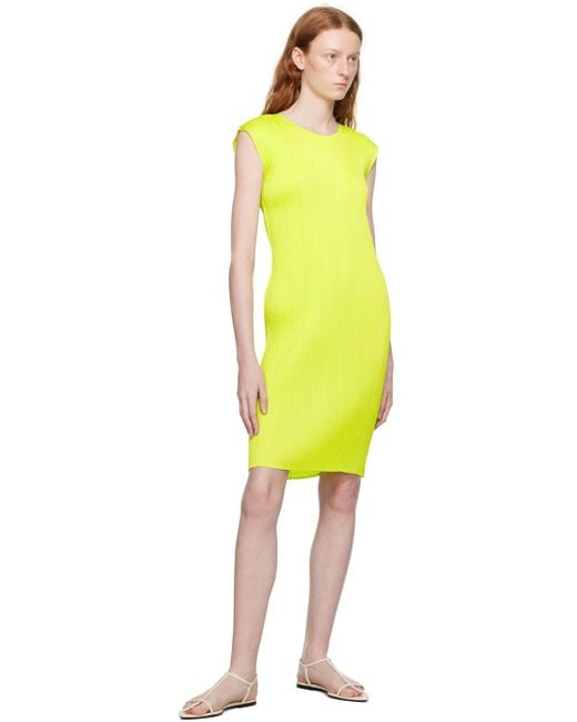 Pleats Please Issey Miyake Yellow Green New Colorful Basics 3 Midi Dress