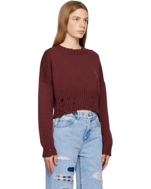 Marni Red Burgundy Distressed Sweater