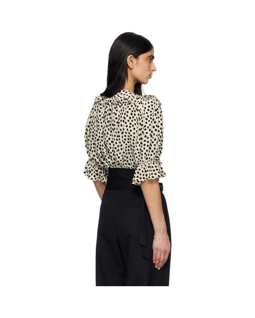 Chloé Black Off- Puff-Sleeve Ruffle Crêpe De Chine Blouse