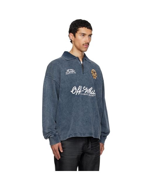 Off-White c/o Virgil Abloh Blue Sporty 4 Fleece Polo for men