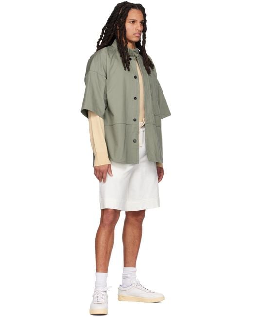Jil Sander Green Paneled Shirt for men