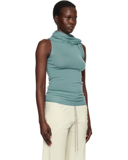 Rick Owens Blue Hollywood Banded Tank Top