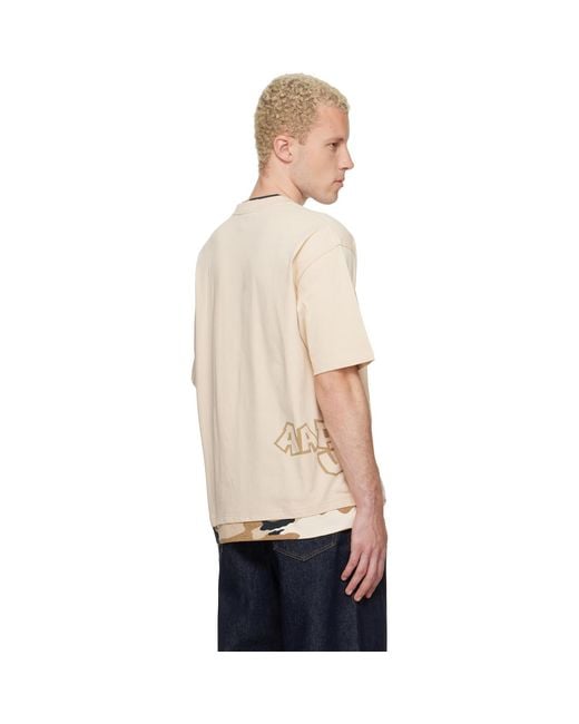 Aape By A Bathing Ape Natural 'Aapeunvs' Graphic T-Shirt for men