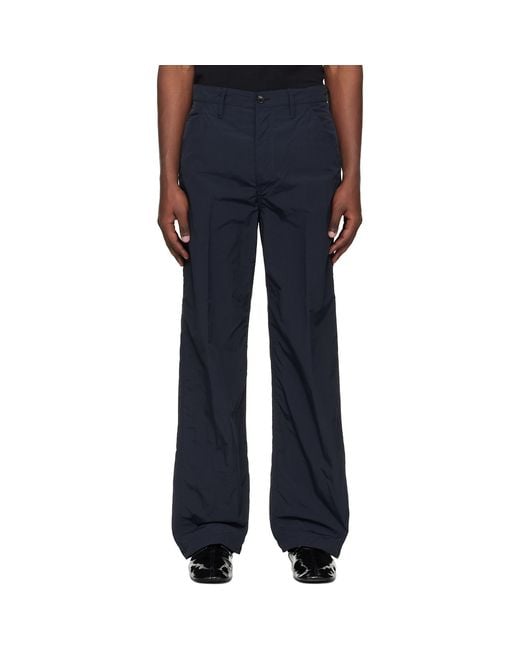 Dries Van Noten Blue Crinkle Cargo Pants for men