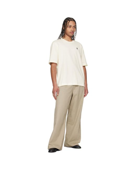 AMI White Cotton Place Des Victoires Print T-Shirt for men