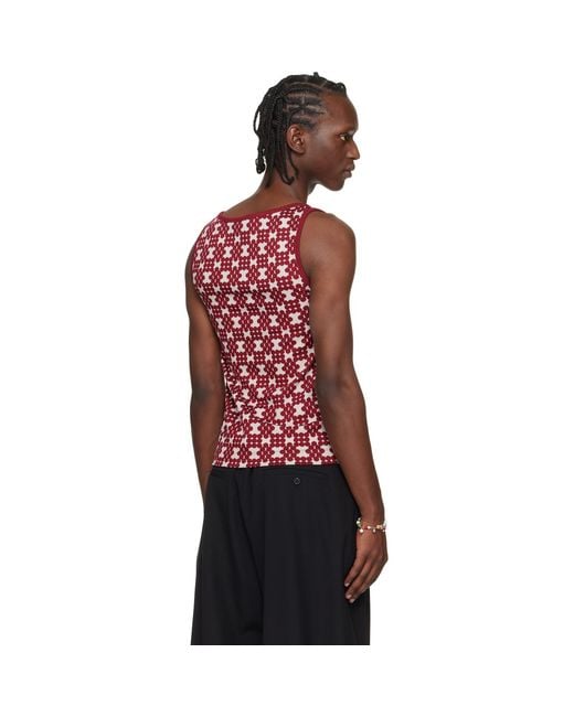 Dries Van Noten Red Off- & Jacquard Tank Top for men