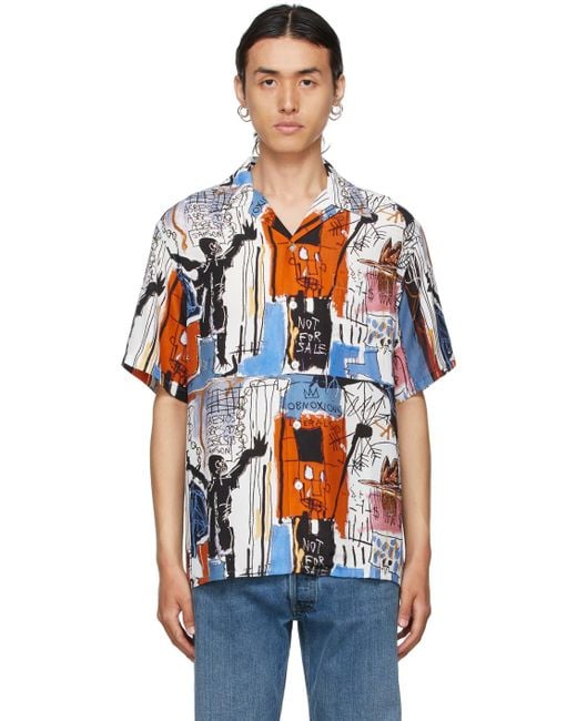 Wacko Maria Blue Jean-michel Basquiat Edition 'guilty Parties' Short Sleeve Shirt for men