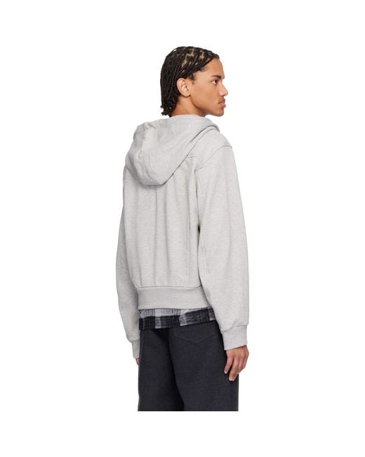 Dries Van Noten Gray Loose Zipped Hoodie for men