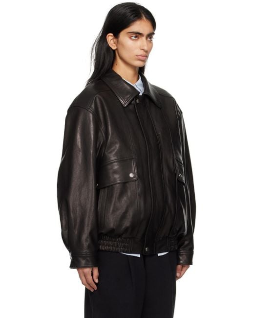 DUNST Black Oversized Leather Jacket for men