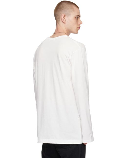 Yohji Yamamoto Black White Crewneck Long Sleeve T-shirt for men