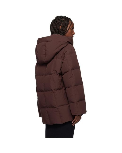 Jil Sander Brown Burgundy Quilted Down Jacket