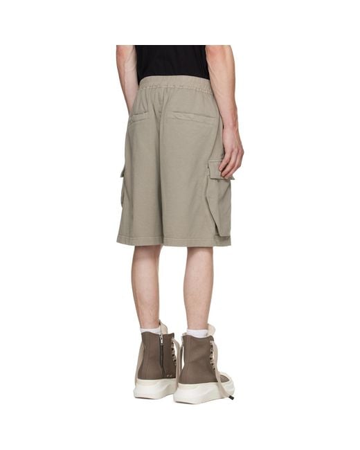 Rick Owens Gray Taupe Tower Cargobela Shorts for men