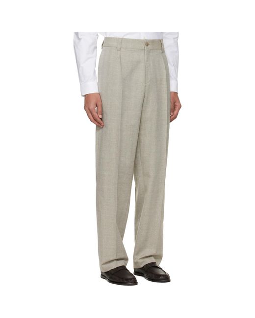 HUGO Gray Modern-Fit Herringbone Weave Trousers for men
