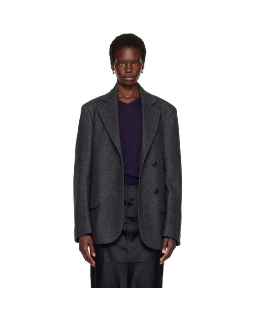 Rohe Blue Double-Breasted Herringbone Blazer