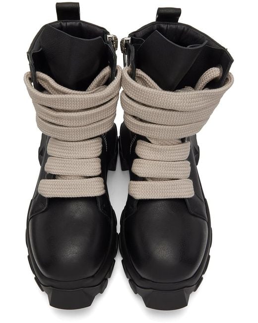 靴 RICK OWENS jumbolaced bozo tractor Rick Owens Men's' Jumbo Laced Bozo Tractor Boots in Black