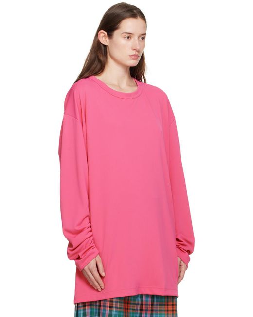 Comme des Garçons Pink Asymmetric Long Sleeve T-shirt