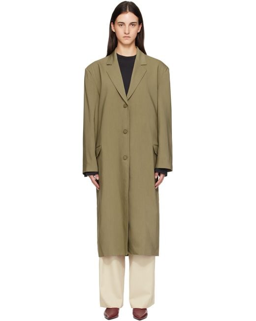 Frankie Shop Black Khaki Tribeca Long Coat